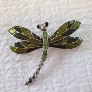 Green Dragonfly Brooch Pin